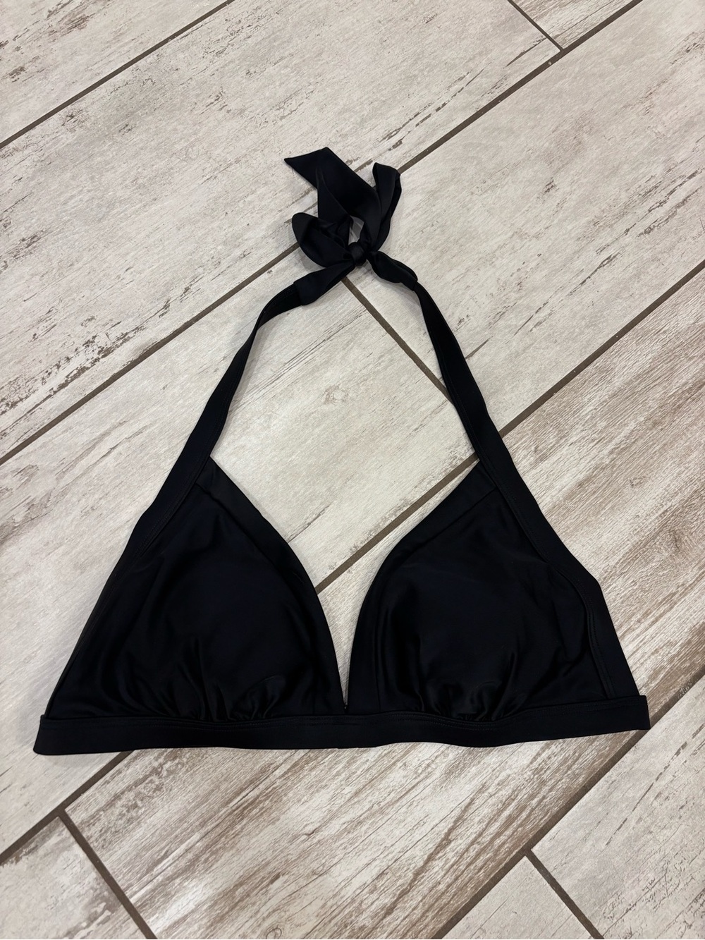 Boden Black Halter Triangle Bikini Top; size 10